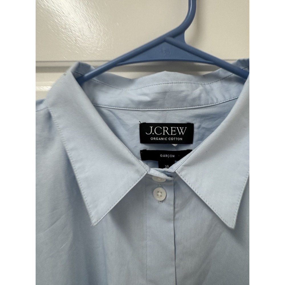 J Crew Garcon Light Blue Organic Cotton Button Front Shirt Womens Size 20 A11